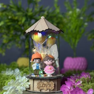 Wooden Cute Couple Decorative Showpiece Lightinig System | AToZShop.BD